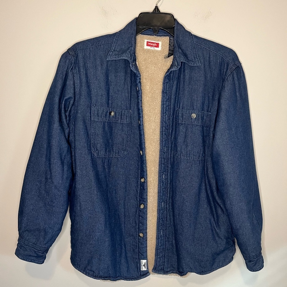 Wrangler Unisex Sherpa Lined Denim Shirt Jacket Size Medium
